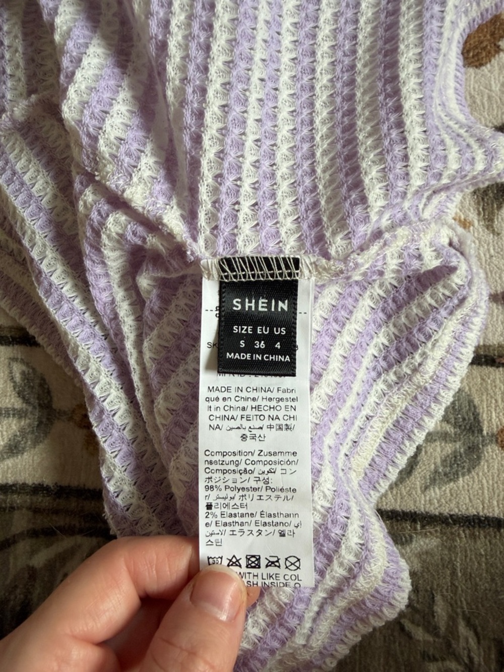 Striped Button-Front Knit Tank Top - Lavender/White - Picture 4 of 4